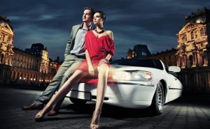 Fashionable couple going to party